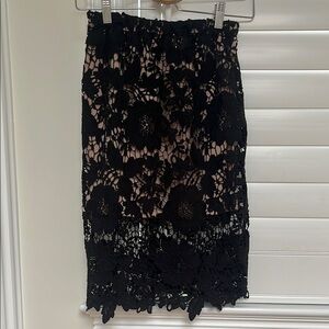 Sans Souci Black Lace Midi Pencil Skirt
